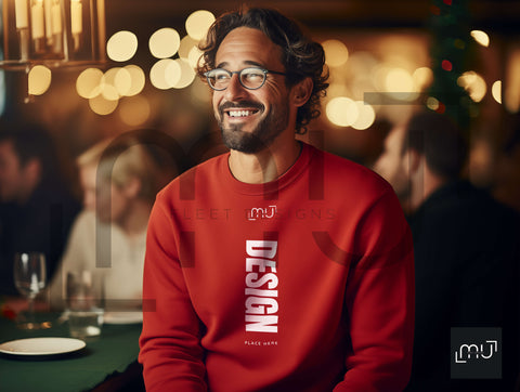 Gildan 18000 Red Sweatshirt Mockup 002 | Christmas Theme