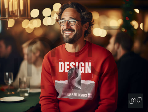 Gildan 18000 Red Sweatshirt Mockup 002 | Christmas Theme