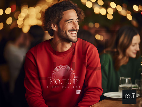 Gildan 18000 Red Sweatshirt Mockup 003 | Christmas Theme