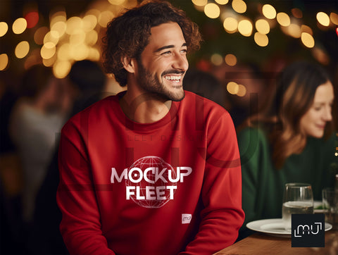 Gildan 18000 Red Sweatshirt Mockup 003 | Christmas Theme