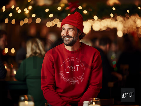 Gildan 18000 Red Sweatshirt Mockup 004 | Christmas Theme
