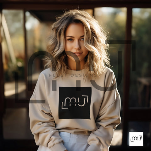 Gildan 18000 Sweatshirt Sand Color Mockup 001