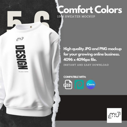 Comfort Colors 1566 Mockup 001 | White Sweatshirt