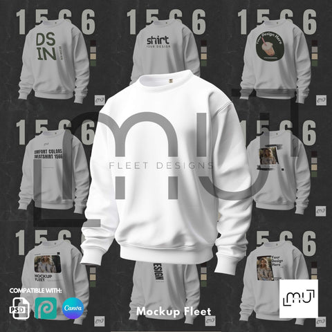 Comfort Colors 1566 Mockup 001 | White Sweatshirt